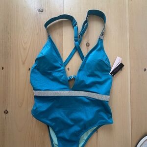 Victoria's Secret Teal One-Piece with Rhinestone Waist Detail